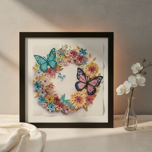 Floral Butterfly Wreath Shadow Box